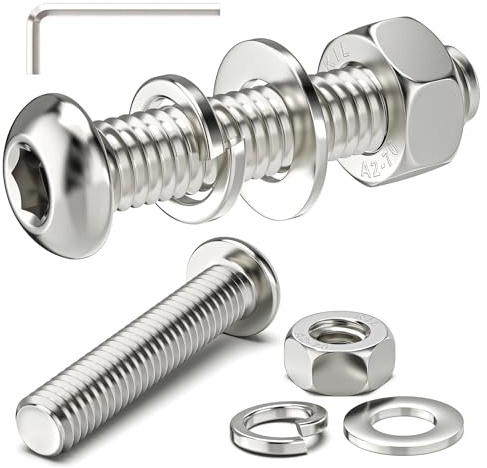 10Sets M6 x 30mm Button Head Socket Bolts Screws and Nuts