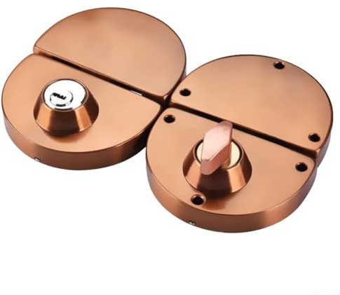 Verrou de porte en verre à double boulon en acier inoxydable pour portes battantes ou coulissantes sans cadre jusqu'à 60 mm d'épaisseur, finition or rose/doré/noir mat (or rose)
