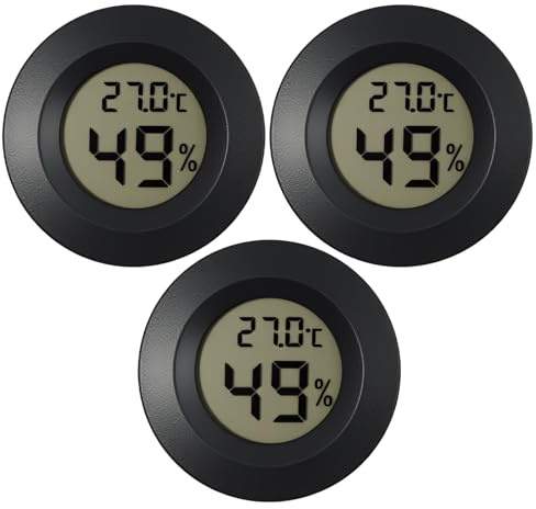 3 Pack LCD Digital Hygrometer Thermometer, Indoor Humidity Meter Sensor and Temperature Gauge, Reptile Thermometer for Home, Humidifiers, Dehumidifiers, Greenhouse, Basement, Baby Room
