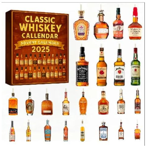 Calendario de Adviento de whisky 2025, 16 juegos, un viaje de degustación diaria a través del mundo del whisky, calendario de Adviento único de Navidad para hombres y amantes del whisky, decoración de