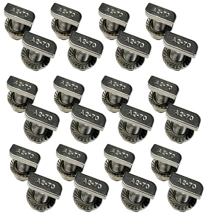 24x Handelskönig Hammerkopfschraube M10 x 25 mm Edelstahl A2-70 mit Sperrzahnmutter Flanschmutter M10 Schraube für PV Solar Montageschienen