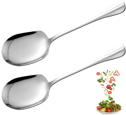 2 Stück Servierlöffel Groß,Servierlöffel Edelstahl 25 cm,Kochlöffel Vorlegelöffel mit Langen Griffen,Vorlegebesteck,Serving Spoon,Salatlöffel Großer Lange Löffel,Servierbesteck für Haushalt,Restaurant