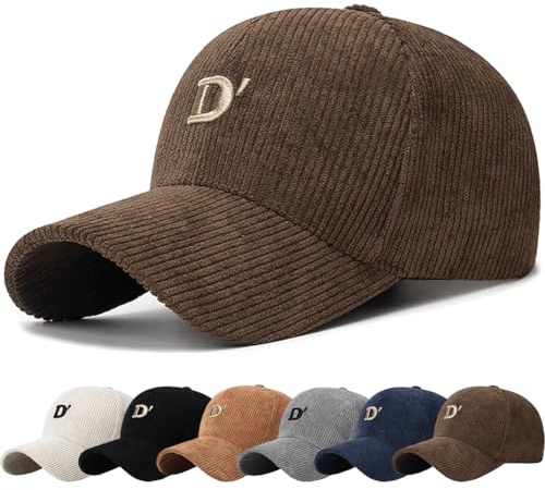 Winter Baseball cap Cappello Invernali Cappellino in Velluto a Coste Unisex Colore Solido con Fibbia Metallica Regolabile con Visiera Curva, Berretto per Sport