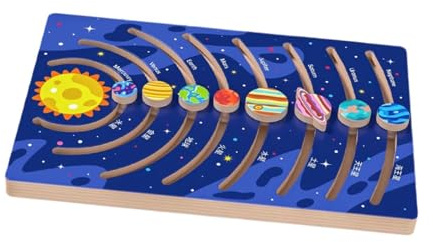 ICDKOYK Solar System Puzzles Space Jigsaw Planets Wooden Fun Toys Enhancing Learning And Development For Preschool Children Toddlers Children Educational Learning Gift Train