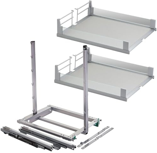 DISPENSA junior III Apothekerauszug silbergrau für Korpusbreite 400 mm | mit ARENA Glasrahmen Tablaren