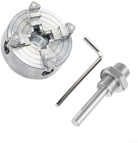 Manual Four-Jaw Chuck Z011A for Mini Lathe, 4 Independent Adjustable Jaws 12-65mm External 1.8-56mm Internal Capacity, Includes Wrench Connecting Rod Set for Drill Chuck, Metal Lathe