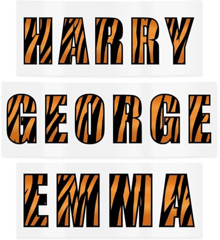 Personalised Name Sticker | Custom Tiger Print Vinyl Decal | Waterproof Label for Bottle or Lunchbox