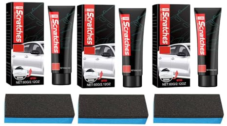 60g Scratch No Stove Top Scratch Remover,StoveGlass Cleaner & Glass ScratchRemover,Heavy Duty Cooktop Cleaner and Polish with Sponge,Multipurpose Vehicle Scuff Remover Paste with Sponge (3Set)