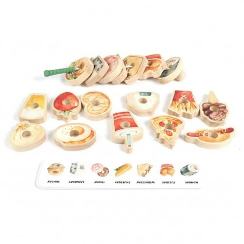 FytStycale Gioco Infilare Cibo Gioco Infilaggio Legno Giocattolo Educativo Fori Principali Coordinazione Occhio-Mano per Bambini