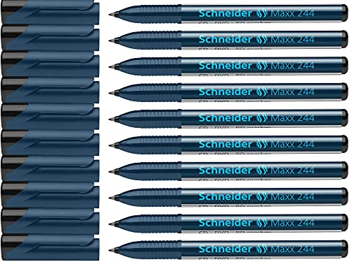 Schneider Maxx 244 CD-/DVD-/BD-Marker (permanente Cap-Off Tinte, 0,7 mm) 10er Packung schwarz
