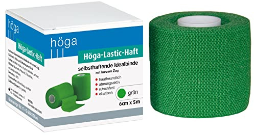 Höga-Lastic-Haft grün, kohäsive (selbsthaftende) Idealbinde mit kurzem Zug - 6 cm x 5 m gedehnt, atmungsaktiv, rutschfest, elastisch