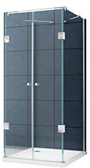 U Form Duschkabine Dusche Benito 90 x 75 x 195cm / 8 mm/ohne Duschtasse