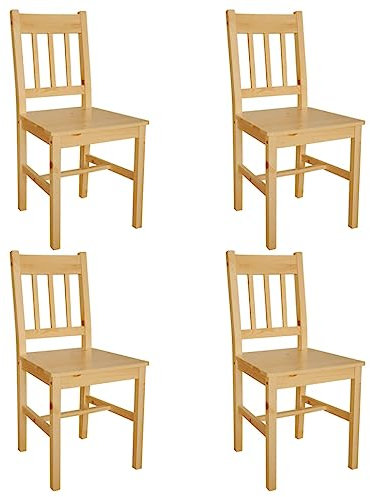 vidaXL Esszimmerstühle 4 STK., Esszimmerstuhl mit Rückenlehne, Essstuhl Küchenstuhl Stuhl für Esszimmer Küche, Holzstuhl, Kiefernholz