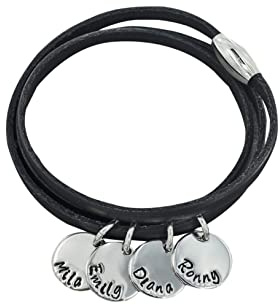 Wickelarmband mit Wunschtext, Wunschgravur, Anhänger mit Gravur, Namensarmband
