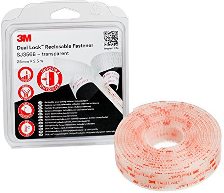3M Sistema Di Fissaggio Richiudibile Dual Lock Sj356B - Progettato Per Dare Un Aspetto Traslucido (Vetro, Vetro Acrilico (Pmma), Policarbonato) - 25Mm X 2.5M, 5.7Mm, Traslucido (1 Pezzo)