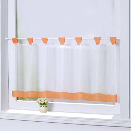 Joyswahl Bistrogardine Voile Schlaufen Scheibengardine Mia Küchen Transparenter Vorhang HxB 45x120cm Orange 1er Pack