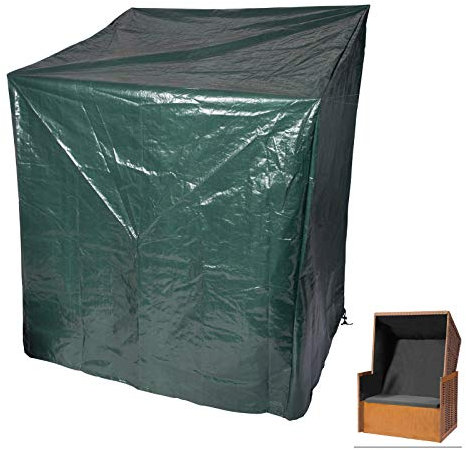 Laneetal Schutzhaube Strandkorb Schutzhülle Gartenmöbel PE Abdeckplane mit Klettverschluss Strandkorbabdeckung 140-175x135x105cm Grün