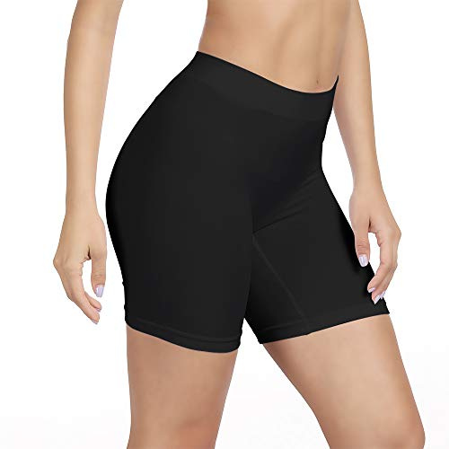 SIHOHAN Radlerhose Damen kurz, Unterhosen mit Bein Boxershorts Damen Kurze Leggings Shorts, Unterziehhose Hose unter Kleid Radler Unterwäsche, hohe Taille und Bequem(Schwarz,L)