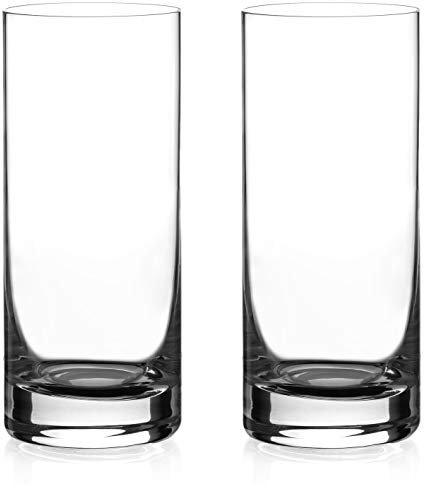 DIAMANTE Water Glasses Crystal Long Drink Hi Ball Pairs - 'Auris’ Collection Undecorated Crystal - Set of 2