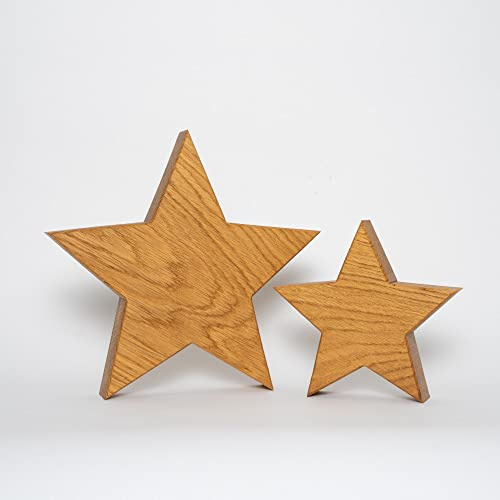 WOODS 2er Set Holzstern Eiche - mit Naturöl behandelt | handgefertigt in Bayern I Holzsterne zum hinstellen - Advent & Weihnachtsdeko Holz Dekoration I Holzstern groß 1x 20 cm und 1x 30 cm