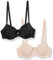 Amazon Essentials Women's Half-Cup Microfibre Bra with Adjustable Straps - Discontinued Colours, Pack of 2, Blush, 34DD