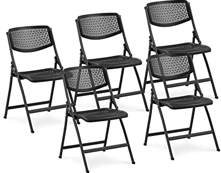 Fromm & Starck Star_SEAT_38 Stuhl 5er Set bis 150 kg Sitzfläche 540 x 430 mm Schwarz klappbar Kunststoffstuhl Küchenstuhl