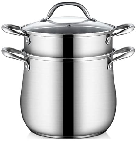 GLJAN Pentole bagnomaria Pentola di scorta Pentola a Vapore per stufati in Acciaio Inox Salse e Riscaldare Gli Alimenti per Piano Cottura a induzione/Forno/Gas/fornello Lavabile in lavastoviglie
