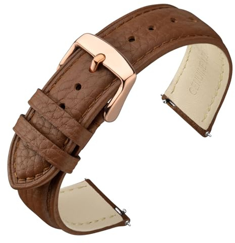 ANNEFIT Uhrenarmband 16mm 18mm 19mm 20mm 22mm Leder, Schnellverschluss Armband mit Weich Gepolstert für Herren Damen