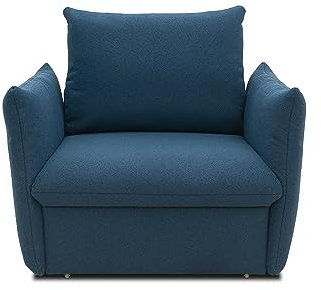 DOMO. collection Sessel Cloud Box, Armsessel mit Schlaffunktion und Boxspringfederung, Schlafsessel, Boxspringsessel, Polstersessel, 120 x 97 x 100 cm (BxTxH), blau