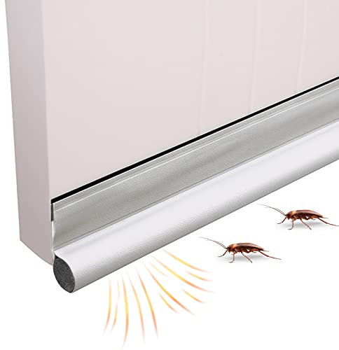 Misazy boudin de porte isolant froid, boudin porte, un côté avec joint autocollant, protection contre les courants dair et le bruit, protection contre le froid, fermeture (96cm X 2, Blanc)