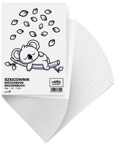 Netuno 1x Zeichenblock Weiß DIN A5 25 Blatt 120g Skizzenbuch Zeichenpapier Bleistift Kohle Pastell Buntstifte Kreide Skizzenpapier für Künstler Schüler Studenten Skizzenblock blanko sketchbook Kinder