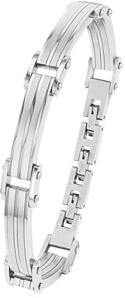 s.Oliver Armband Edelstahl Herren Armschmuck, 18,5+1,5+1,5 cm, Silber, Kommt in Schmuck Geschenk Box, 2035530