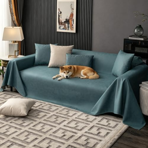VanderHOME Sofa Schutzdecke, Sofabezug Wasserdicht, wasserdichte Möbel Abdeckung Schutz Vor Verschütten, Katzenhaaren Und Hundekrallen, Antirutsch Sofa Protector Sofaüberwurf 210 * 180cm-Dunkelgrün