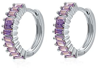 GOLDENCAT Pendientes Magic Dorados, Pendientes Aro Circonitas, Aros Pequeños con Piedras, Argollas Zircon, Aretes de Plata, Zarcillos, Diámetro Aro 15 mm, Plata de Ley 925, Zircón