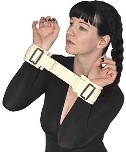 Abschließbare Bondage Handschellen – weiche, flexible Handfesseln aus Baumwolle für Klinikspiele und BDSM – Komfortable Fetischfesseln mit Schloss