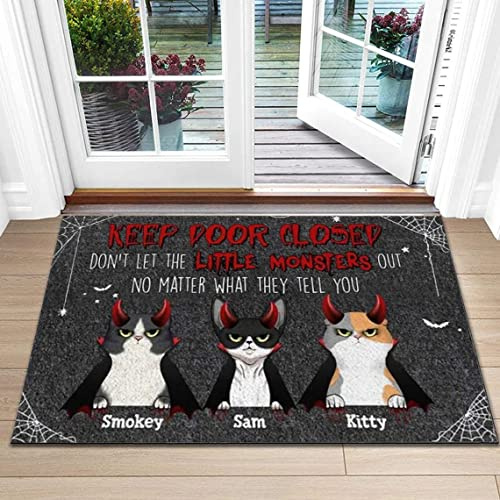 Alfombra Puerta Gato De Halloween Personalizado Felpudo De Bienvenida Atrapar Suciedad Divertidos Alfombra De Baño para Jardín Garajes Jardines 40X60Cm