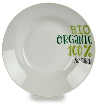 BigBuy Home Plato Hondo Organic Blanco Verde Ø 20,6 cm Porcelana (10 Unidades)