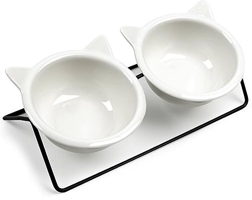 Futternapf Katze Keramik,Katzennapf Aus Keramik Erhöhter Zervixschutz-Katzennapf Katzenschnurrhaarallergien Vorbeugen Keramiknapf Abnehmbarer Futternapf Katze Erhöht