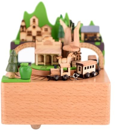 Oshhni Zug Spieluhr Spielzeug Dekoration Zubehör Dekorative Desktop Ornament Tischdekoration für Wohnzimmer Party Regal