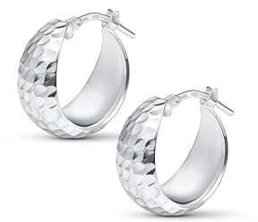 Amberta Damen 925 Sterling Silber Dicke Ohrringe