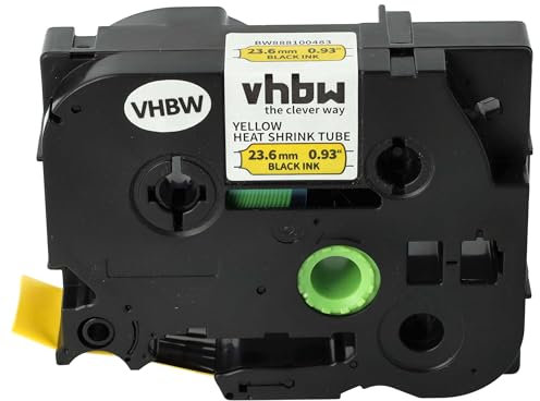 vhbw Schriftband-Kassette kompatibel mit Brother PT P900W, P950NW, P750W Etiketten-Drucker Schwarz auf Gelb, Schrumpfschlauch-Kassette