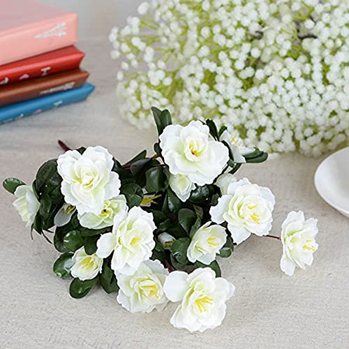 Künstliche Blumen mit Vase, Herbst, draußen, künstliche rote Azaleen, Büsche, UV-beständig, Kunstblumen, Heimdekoration, kleine Dekorationen für den Garten, künstliche Blumenarrangements, Ornamente (w