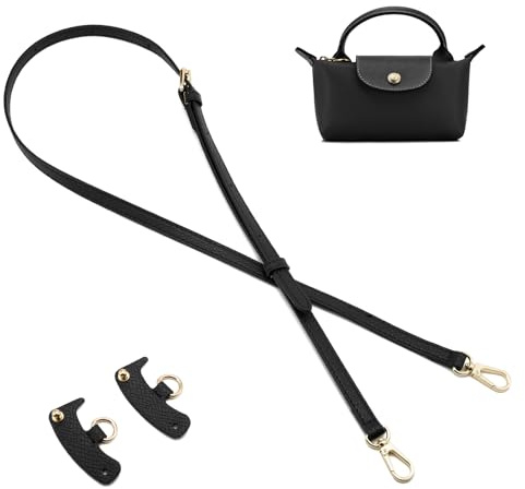QIUTIMIY Leder-Handtaschengurt, Ersatz-Schultertaschengurte für Longchamp-Geldbörsen, Verstellbarer Crossbody-Schultergurt(Schwarz)