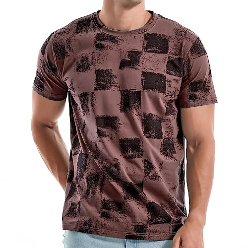 RONOMO Men's Round Neck Short Sleeved T-Shirt GZ Purple 4XL