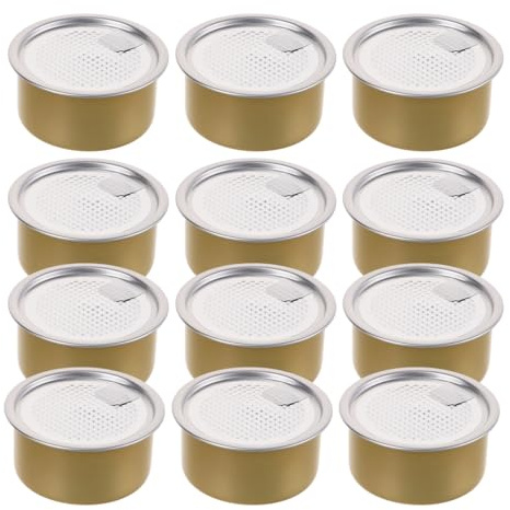 Cabilock 12Pcs 3.5 Inch Aluminum Cans with Lids 100Ml Airtight Food Storage Containers for Cat Food Cake Snacks Refillable Tin Boxes for Household Use