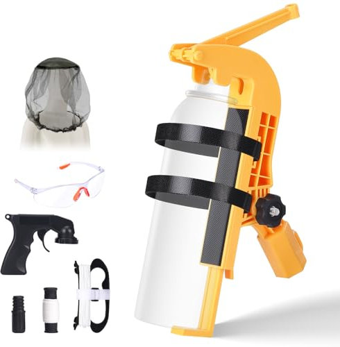 Sprühdosen Verlängerungsstangen Adapter Set - Wespen Power Spray Verlängerung, Einstellbarer Winkel für Hornissen & Bienen Spray, Verstellbarer Bodenhalter &Spraydosen Handgriff Set