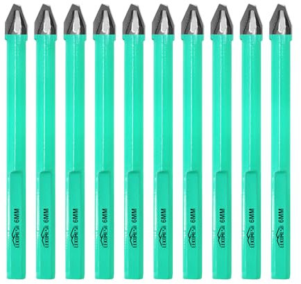 LEKOMESH Set Punte Trapano Carburo - 10 pezzi 6mm Punte Trapano Gres Porcellanato per Legno, Plastica, Muratura, Piastrelle di Ceramica, Marmo, Vetro, Gambo Triangolare