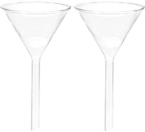 PATIKIL Embudo De Vidrio De 100mm 2 Unidades Vástago Corto Embudo Científico De Vidrio Borosilicato Pared Gruesa Para Llenar Botellas De Agua Uso En Hogar Laboratorio Cocina