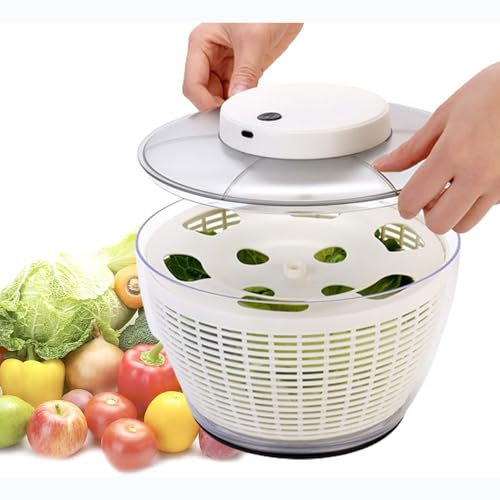 Electric Salad Spinner 6L USB Rechargeable Dehydrator for Salad Greens Lettuce Fruits and Vegetables