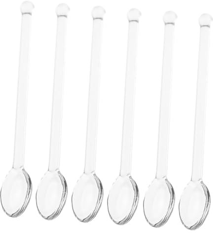 VILLFUL Juego De 6 Cucharas De Cristal Transparentes Para Mezclar Café Té Postres Cucharillas Para Uso En Casa Y Fiestas